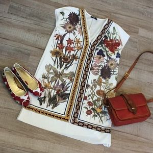 Zara White Floral Dress Sz M